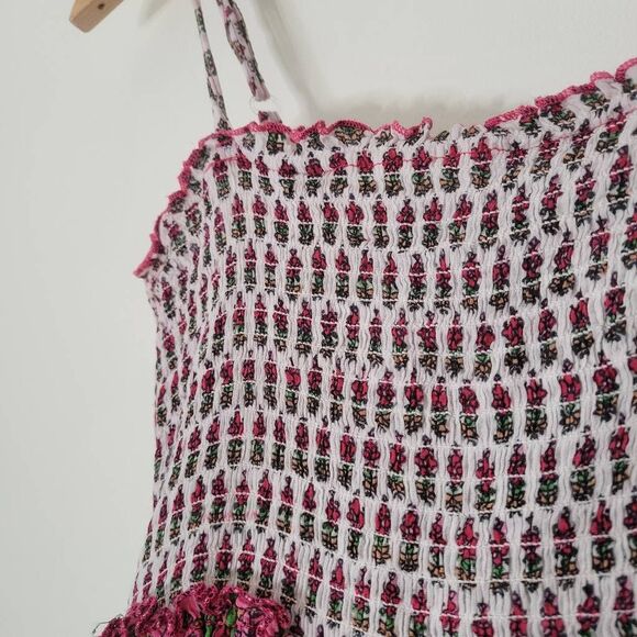 Cassee’s 100% Cotton Smocked Boho Mini Dress Pink India M Purple - Picture 5 of 8